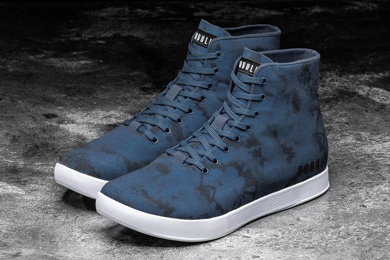 Navy Nobull High-Top Tie-Dye Canvas Men's Trainers | CA P1418J